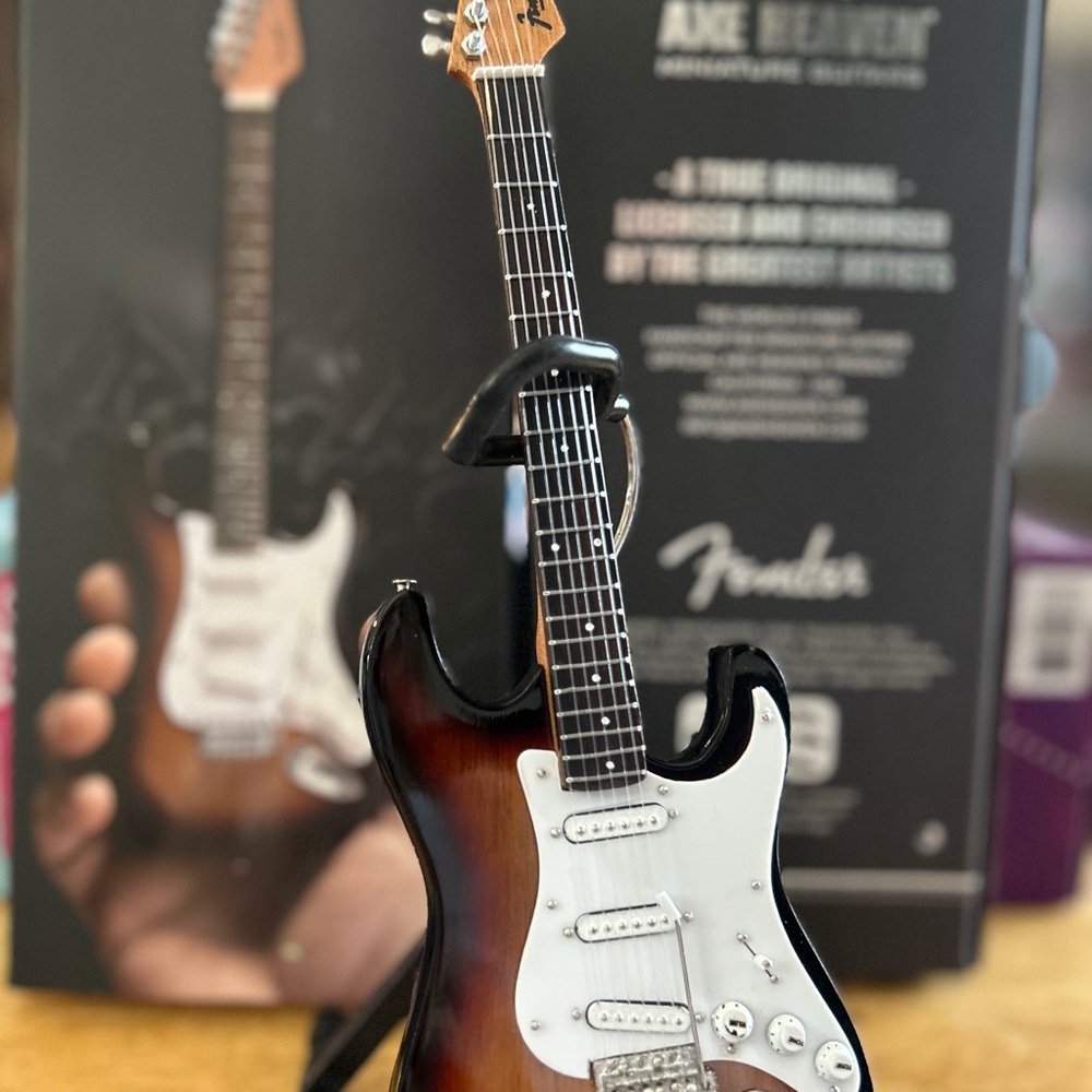 Fender Miniature Guitar with Sunburst and White Accents - Picture 2 of 4